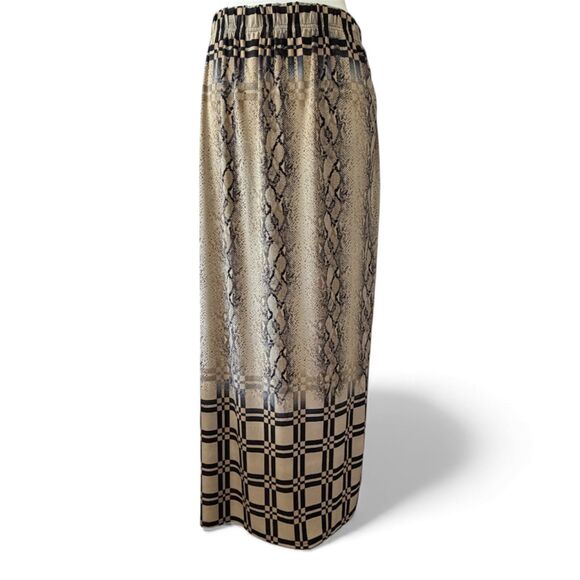 Mlle Gabrielle Tan Black Print Travel Knit Skirt Women's Size 3x Business Casual - Picture 1 of 15